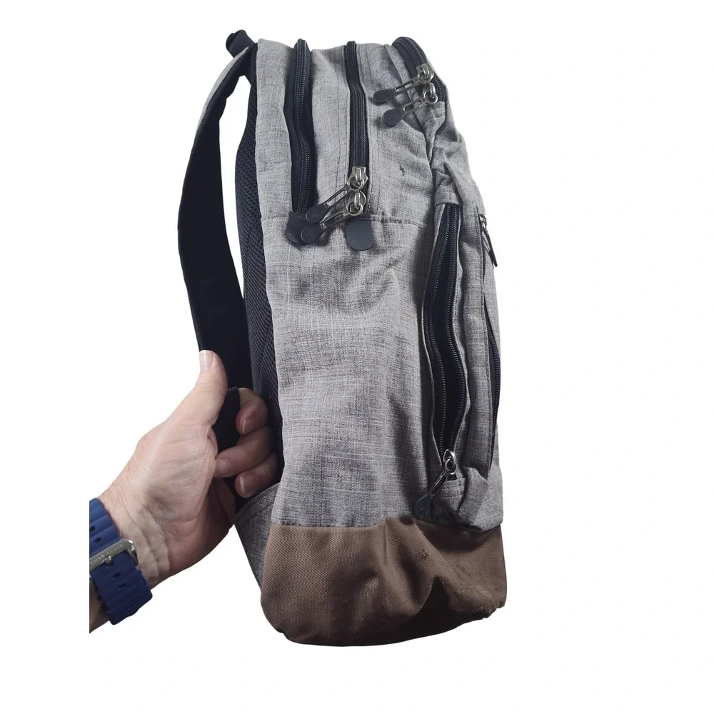 Bondka Backpack Unisex Large Grey Brown Good Multi-Compartment Commuter Bag